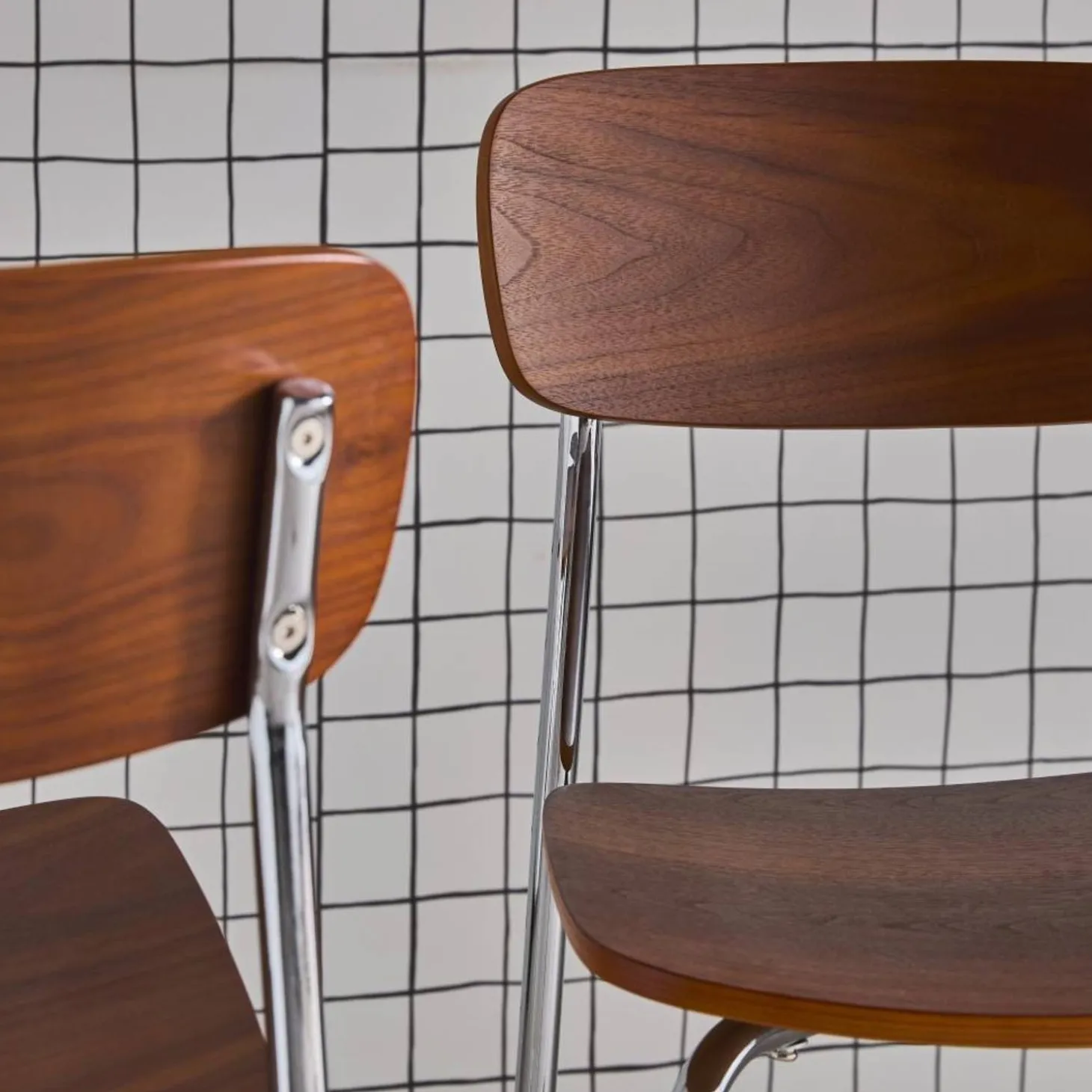 Barkruk metaal en multiplex vintage (set van 2)