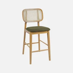 Barkruk van naturelkleurig hout en rotan 66,5 cm (set van 2)