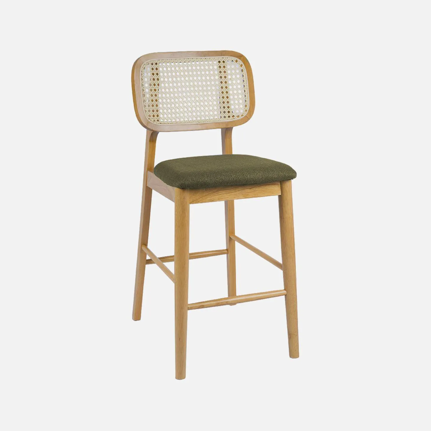 Barkruk van naturelkleurig hout en rotan 66,5 cm (set van 2)