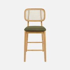 Barkruk van naturelkleurig hout en rotan 66,5 cm (set van 2)