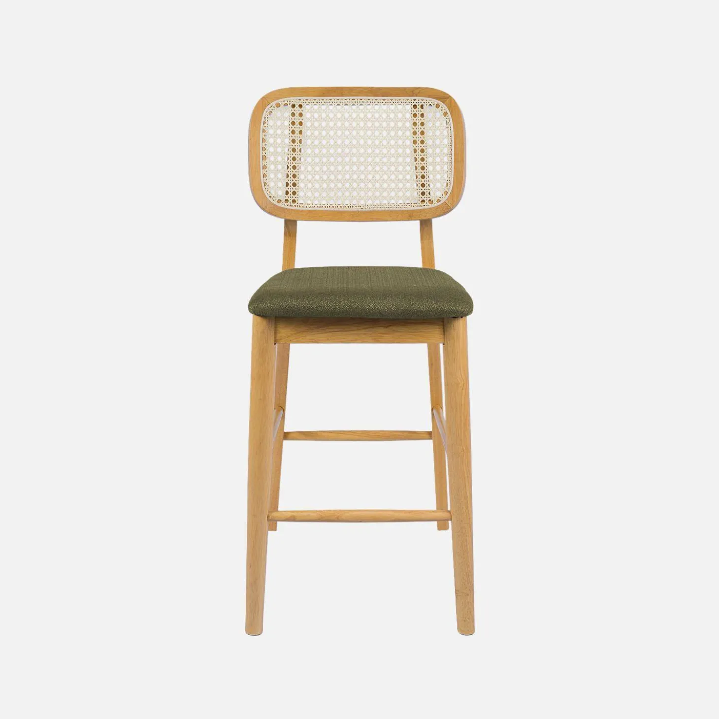 Barkruk van naturelkleurig hout en rotan 66,5 cm (set van 2)