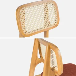 Barkruk van naturelkleurig hout en rotan 66,5 cm (set van 2)