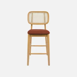 Barkruk van naturelkleurig hout en rotan 66,5 cm (set van 2)