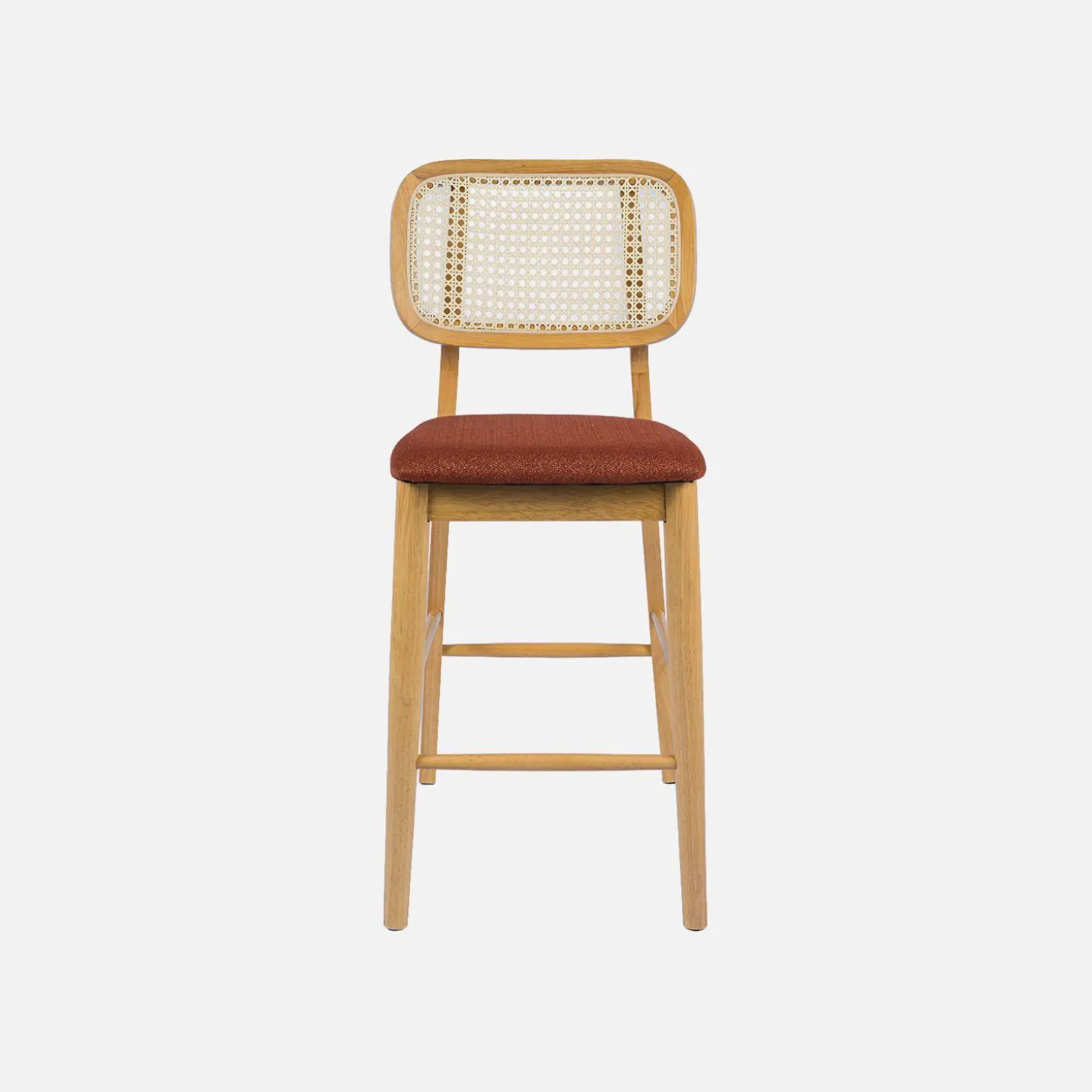 Barkruk van naturelkleurig hout en rotan 66,5 cm (set van 2)