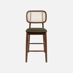 Barkruk van walnootkleurig hout en rotan 66,5 cm (set van 2)