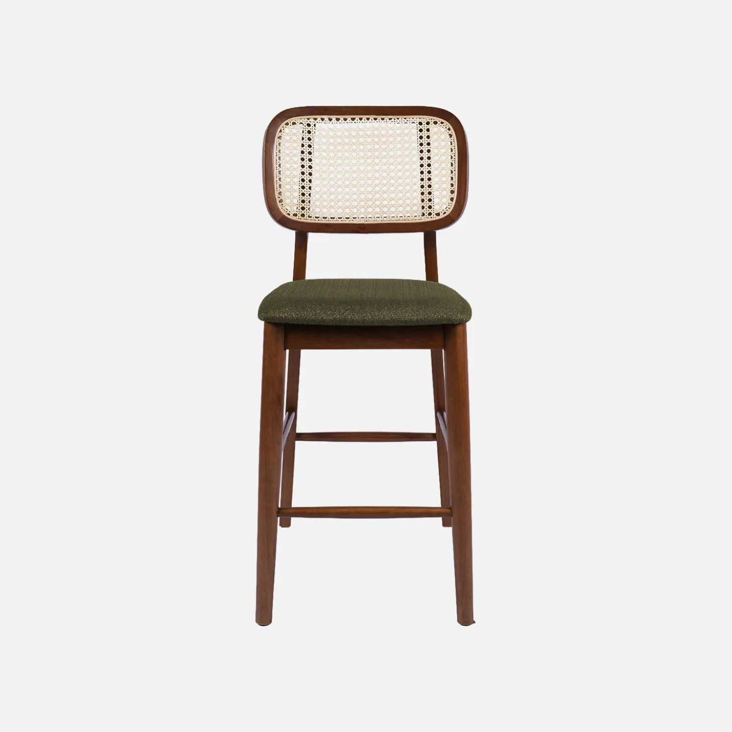 Barkruk van walnootkleurig hout en rotan 66,5 cm (set van 2)
