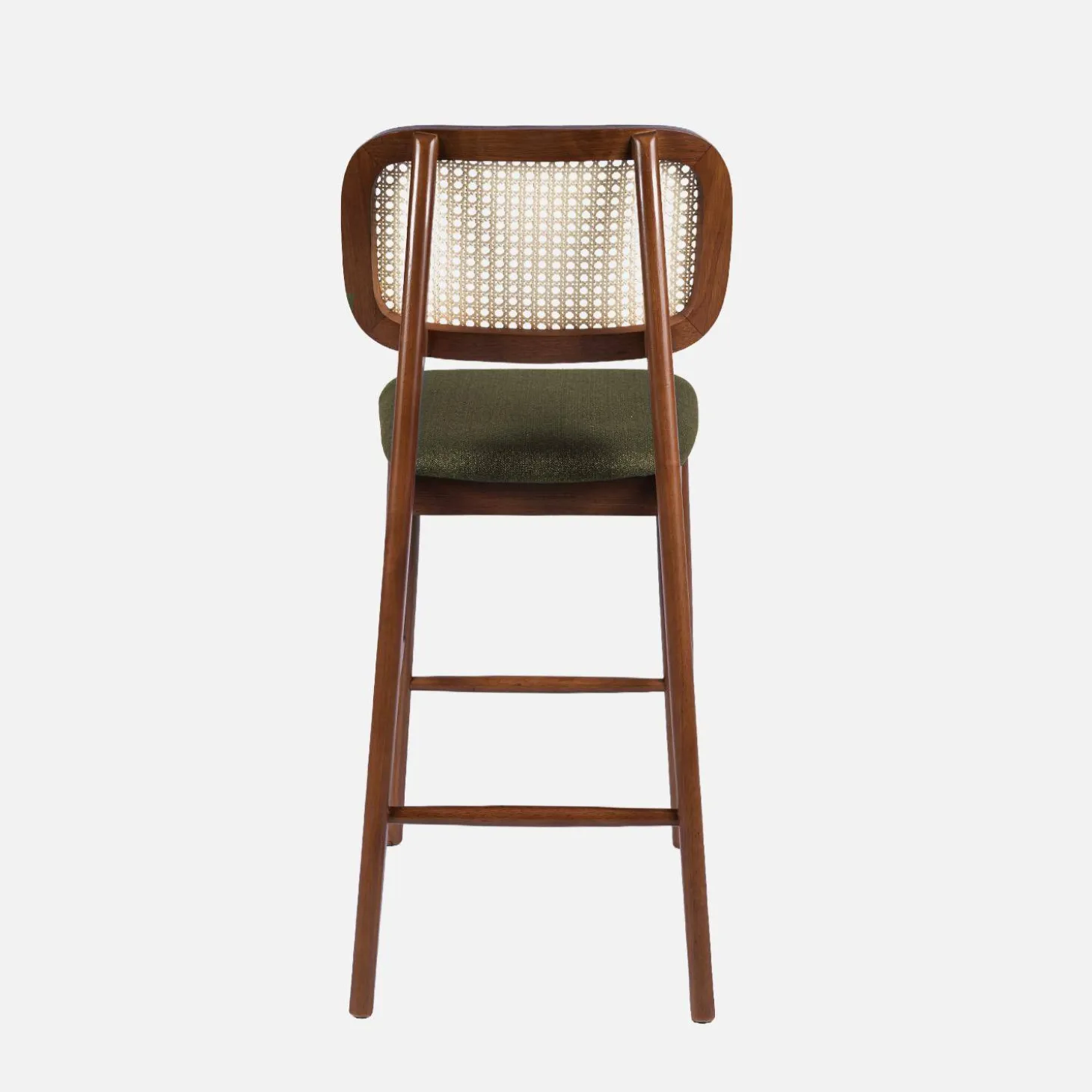Barkruk van walnootkleurig hout en rotan 66,5 cm (set van 2)