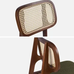Barkruk van walnootkleurig hout en rotan 66,5 cm (set van 2)