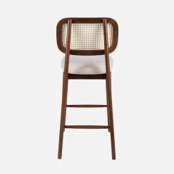 Barkruk van walnootkleurig hout bouclé en rotan 66,5 cm (set van 2)