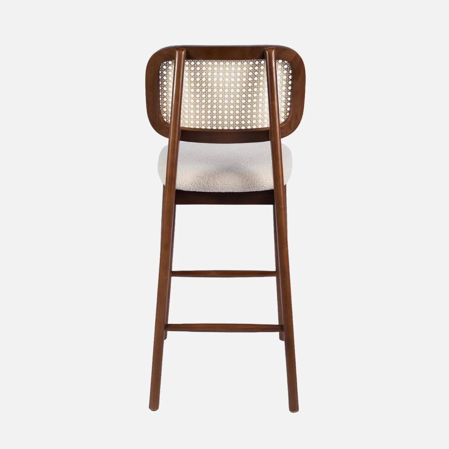 Barkruk van walnootkleurig hout bouclé en rotan 66,5 cm (set van 2)