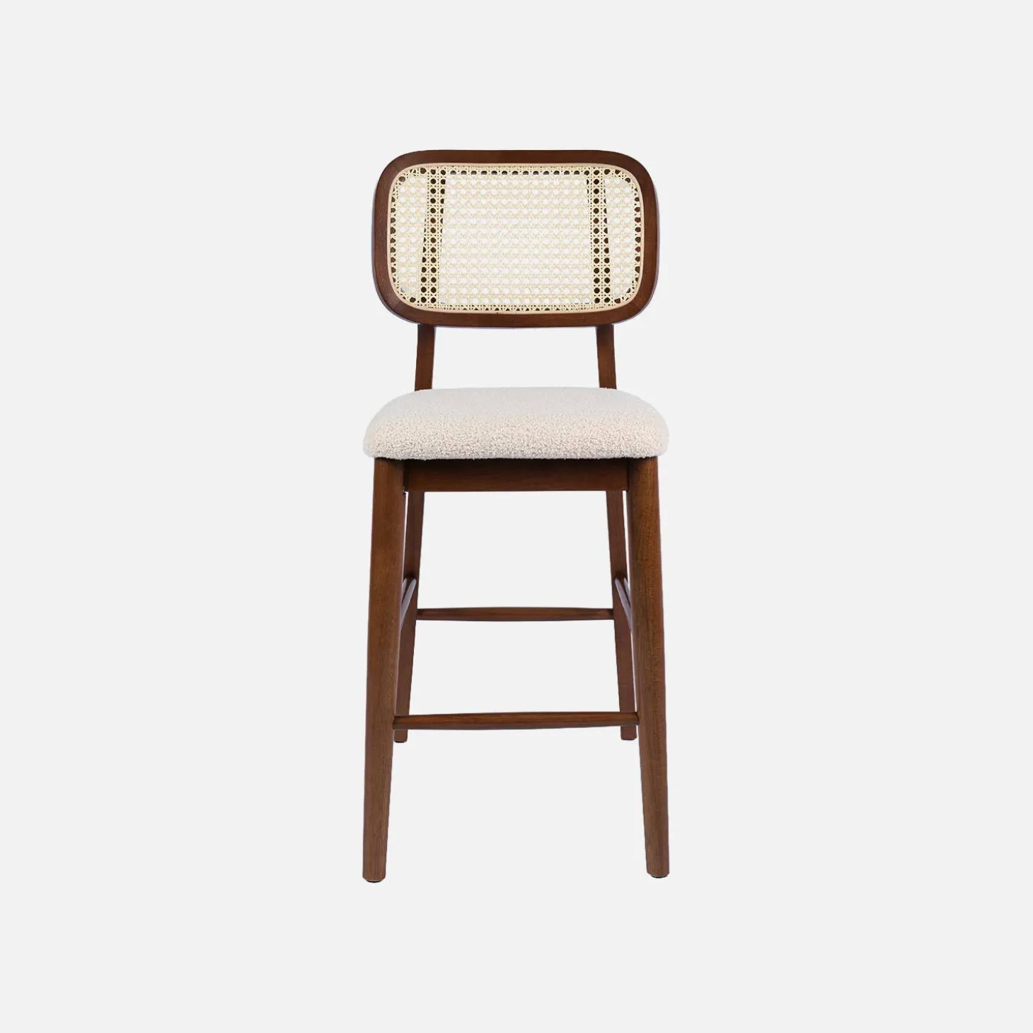 Barkruk van walnootkleurig hout bouclé en rotan 66,5 cm (set van 2)