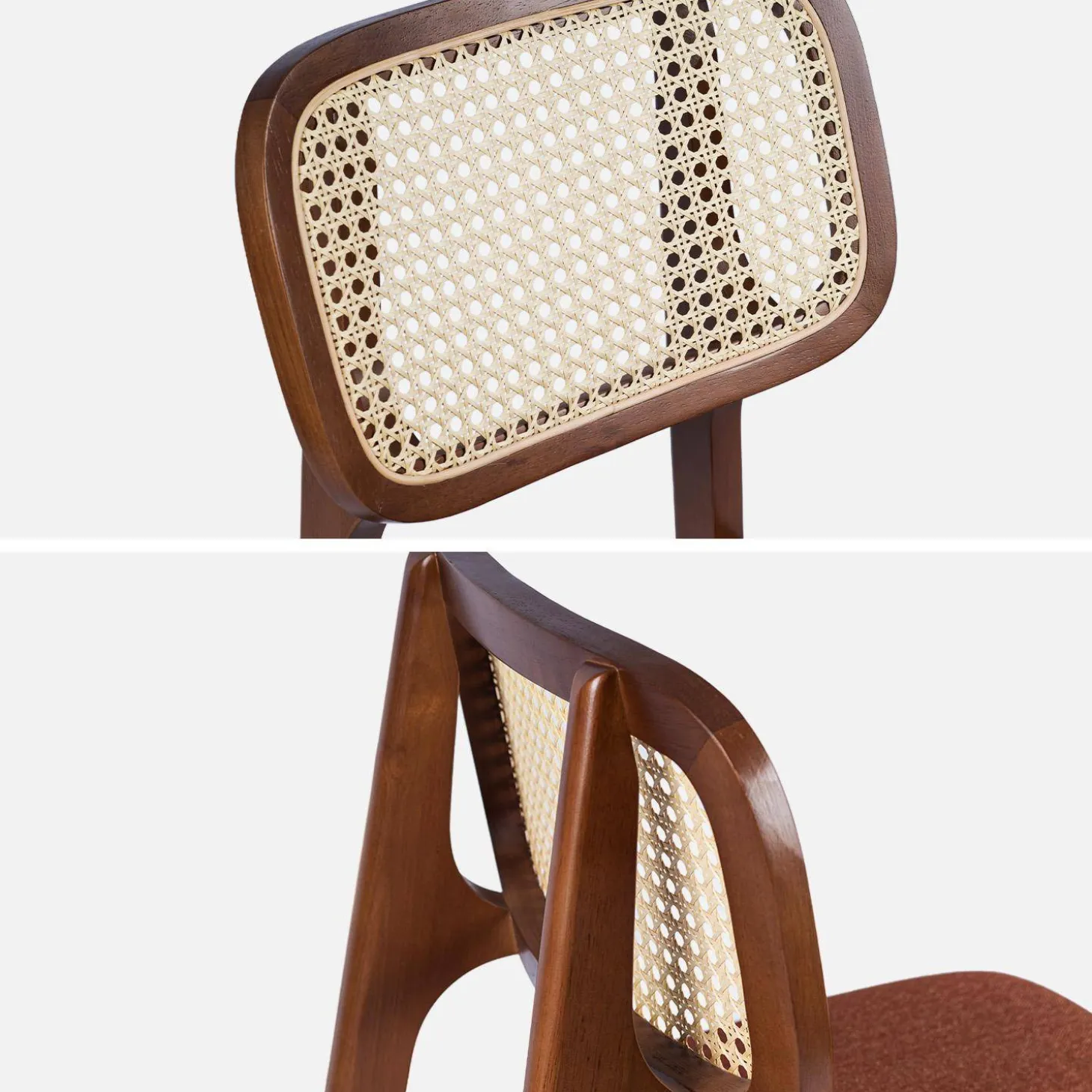 Barkruk van walnootkleurig hout en rotan 66,5 cm (set van 2)