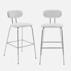 Barkruk waterafstotende stof, chrome metalen poten (set van 2)