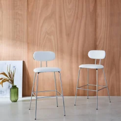 Barkruk waterafstotende stof, chrome metalen poten (set van 2)