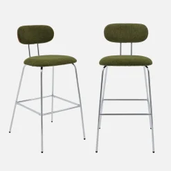 Barkruk waterafstotende stof, chrome metalen poten (set van 2)