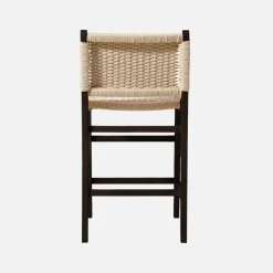 Barstoelen van rubberhout en zitting met gevlochten touw (set van 2)