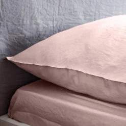 Beddengoedset in poederroze microvezel, voor 2-persoonsbed met 2 kussenslopen