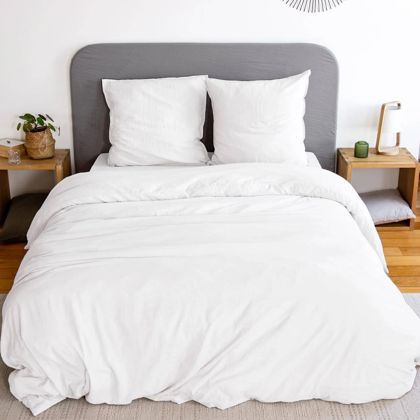 Beddengoedset in wit microvezel, voor 2-persoonsbed met 2 kussenslopen