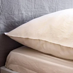 Beddengoedset in zandkleurig microvezel, voor 2-persoonsbed met 2 kussenslopen