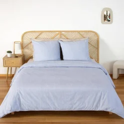 Beddengoedset met blauwe strepen microvezel