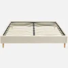 Bed met lattenbodem, bouclé afwerking, wit