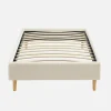 Bed met lattenbodem, bouclé afwerking, wit