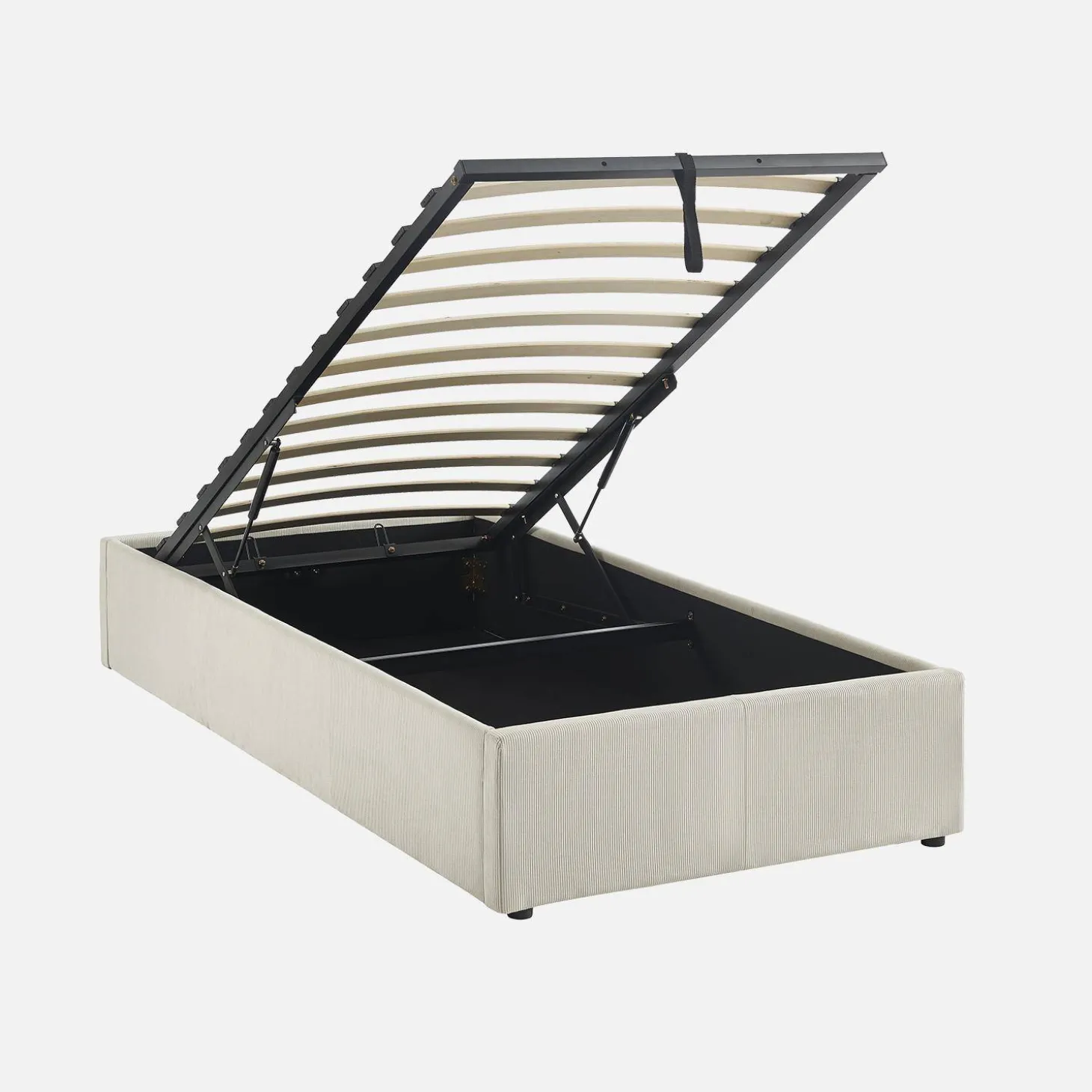 Bed met lattenbodem en hoofdbord van 90 x 190 cm in corduroy (fijne ribbels)