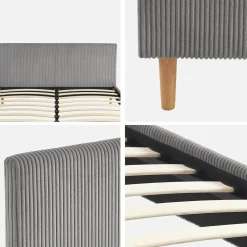 Bed met lattenbodem en hoofdeinde, 160x200cm corduroy
