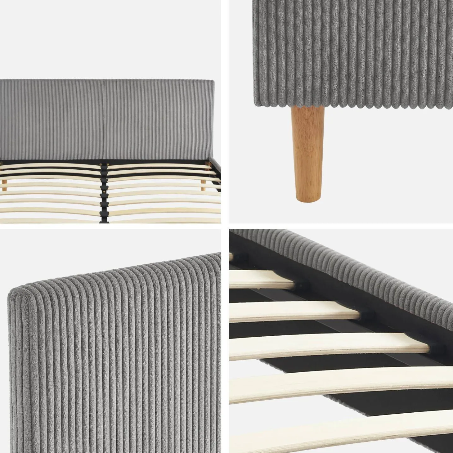 Bed met lattenbodem en hoofdeinde, 160x200cm corduroy