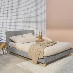 Bed met lattenbodem en hoofdeinde, 160x200cm corduroy