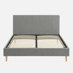 Bed met lattenbodem en hoofdeinde, stoffen afwerking