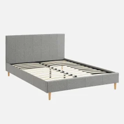 Bed met lattenbodem en hoofdeinde, stoffen afwerking