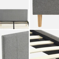 Bed met lattenbodem en hoofdeinde, stoffen afwerking