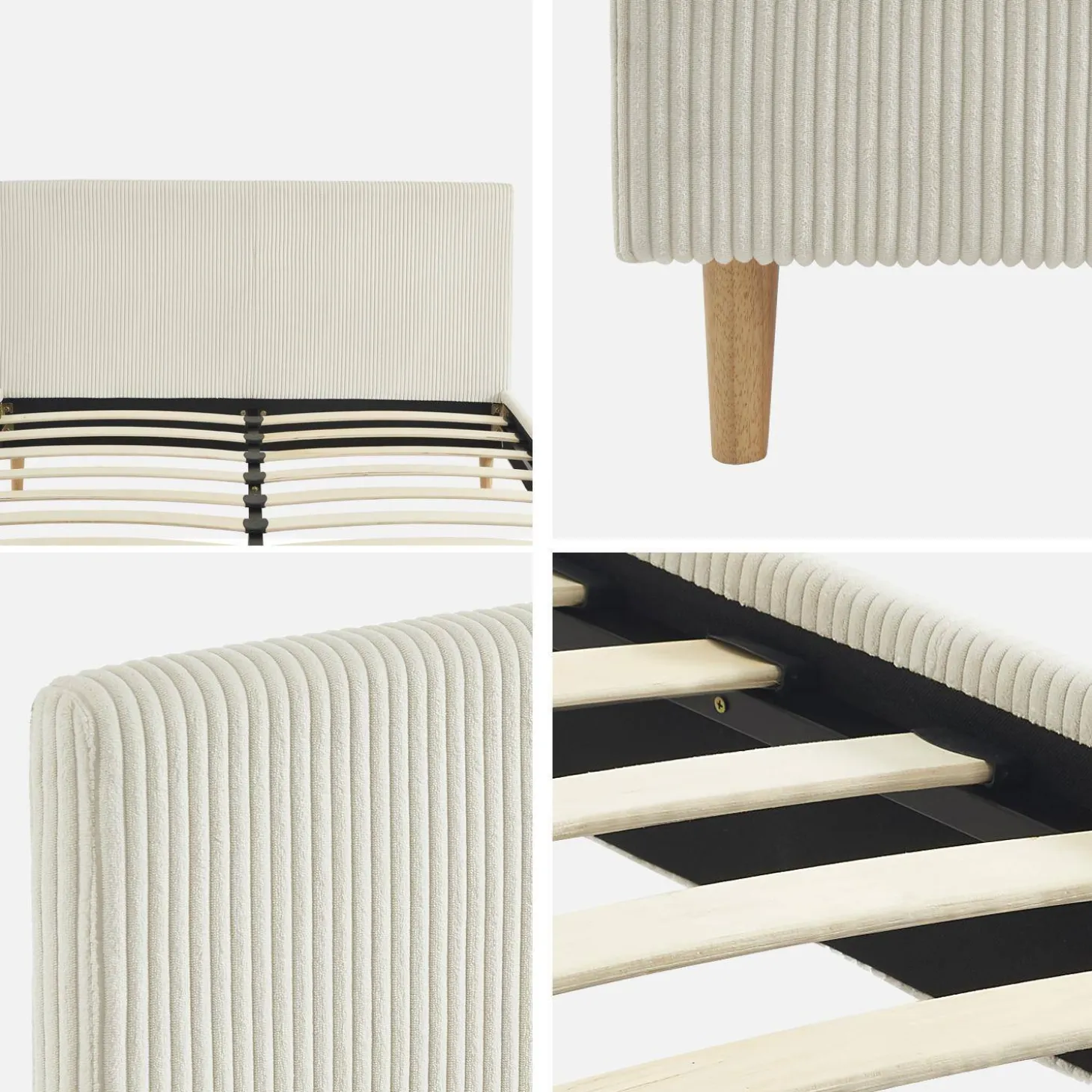 Bed met lattenbodem en hoofdeinde, 140x190cm corduroy