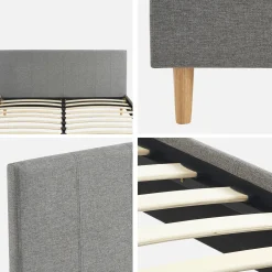 Bed met lattenbodem en hoofdeinde, stoffen afwerking