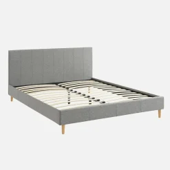 Bed met lattenbodem en hoofdeinde, stoffen afwerking