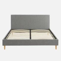 Bed met lattenbodem en hoofdeinde, stoffen afwerking