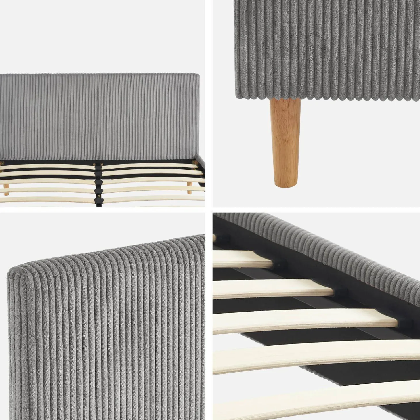 Bed met lattenbodem en hoofdeinde, 140x190cm corduroy