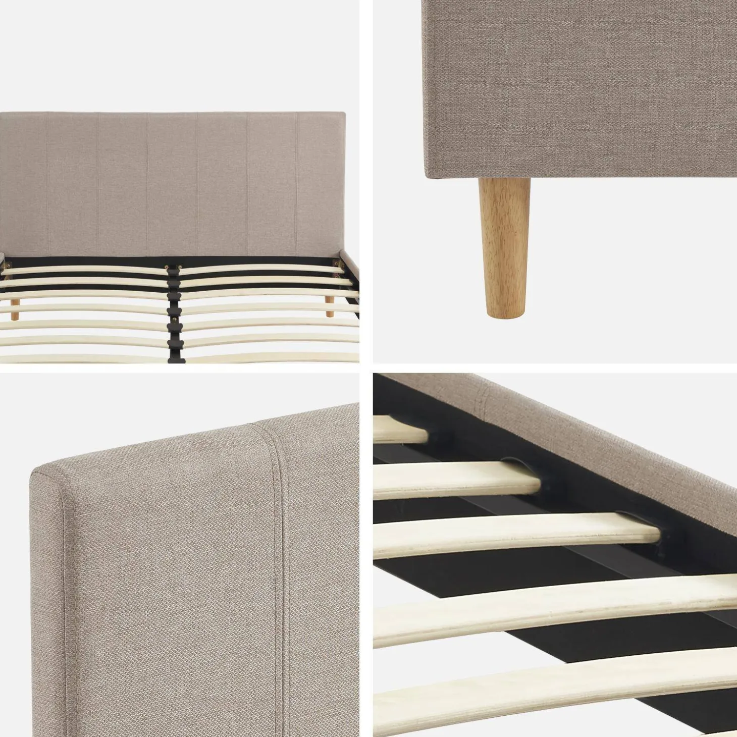 Bed met lattenbodem en hoofdeinde, stoffen afwerking