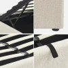 Bed met lattenbodem en hoofdeinde, bouclé afwerking, wit