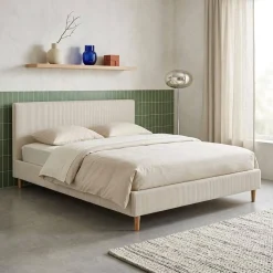 Bed met lattenbodem en hoofdeinde, 160x200cm corduroy