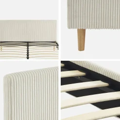 Bed met lattenbodem en hoofdeinde, 160x200cm corduroy