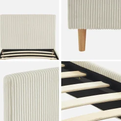 Bed met lattenbodem en hoofdeinde, 90x190cm corduroy