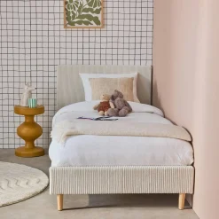 Bed met lattenbodem en hoofdeinde, 90x190cm corduroy