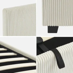 Bed met lattenbodem en hoofdeinde, 140 x 190cm, corduroy
