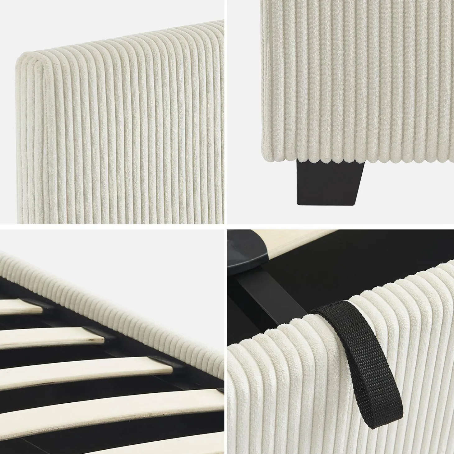 Bed met lattenbodem en hoofdeinde, 140 x 190cm, corduroy
