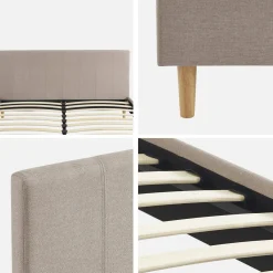 Bed met lattenbodem en hoofdeinde, stoffen afwerking