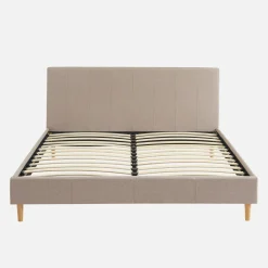Bed met lattenbodem en hoofdeinde, stoffen afwerking