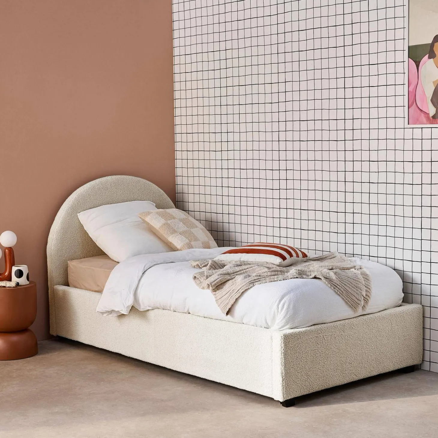 Bed met lattenbodem en hoofdeinde, 90 x 190cm