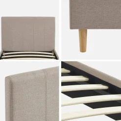 Bed met lattenbodem en hoofdeinde, stoffen afwerking